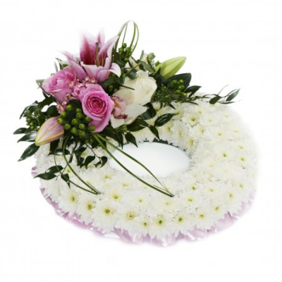 Pink Massed Wreath | Buttercups & Daisies Florist Birmingham - Pink Massed Wreath, funeral tribute from our Birmingham florist.