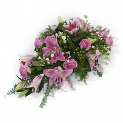 Pink Single Ended Spray | Buttercups & Daisies Florist Birmingham - Pink Single Ended Spray, handcrafted funeral flowers in Birmingham.