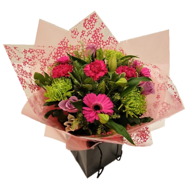Perfect Pink Hand Tied | Buttercups & Daisies Florist Birmingham - Perfect Pink Hand Tied, handcrafted funeral flowers in Birmingham.