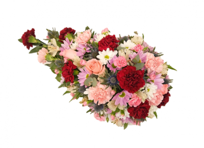 Single ended teardrop spray (Pink shades) | Buttercups & Daisies Florist Birmingham - Single ended spray in pinks delivered by Buttercups & Daisies