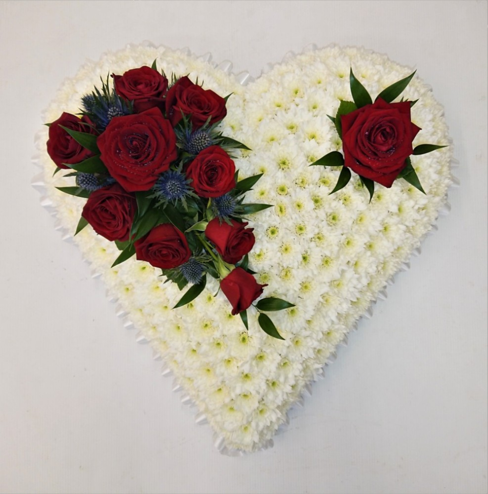 Classic White Heart with Red Roses Product Image