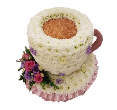 Teacup and Saucer | Buttercups & Daisies Florist Birmingham - Teacup and Saucer, funeral tribute from our Birmingham florist.