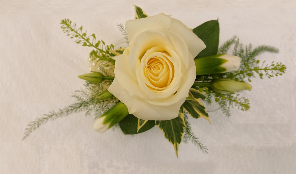 White Rose Wrist Corsage Product Image