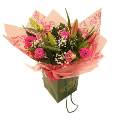 Pink Radiance Hand Tied | Buttercups & Daisies Florist Birmingham - Pink Radiance Hand Tied, handcrafted funeral flowers in Birmingham.