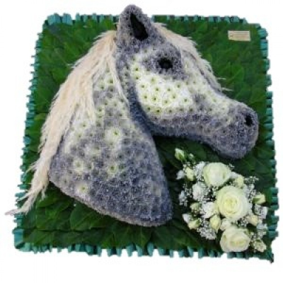 Horses Head | Buttercups & Daisies Florist Birmingham - White Horses Head funeral tribute, handcrafted in Birmingham.