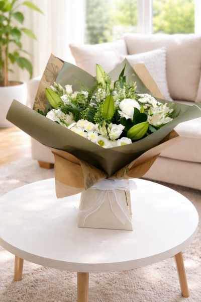 Pure Serenity Hand-Tied Bouquet | Buttercups & Daisies Florist Birmingham - Pure Serenity Hand-Tied, funeral tribute from our Birmingham florist.