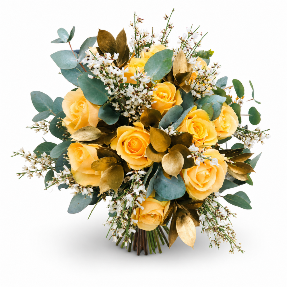 Golden Rose & Eucalyptus Bouquet Product Image