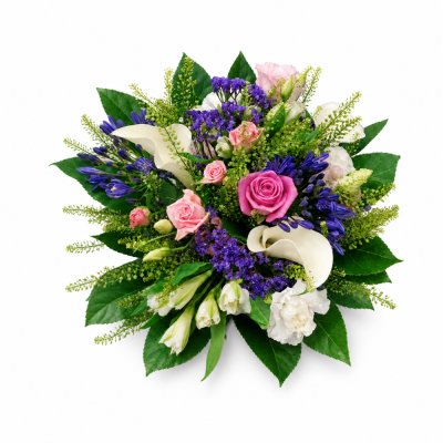 Pink Rose & Purple Garden Bouquet | Buttercups & Daisies Florist Birmingham - Pink Rose & Purple Garden, handcrafted by our Birmingham florist.
