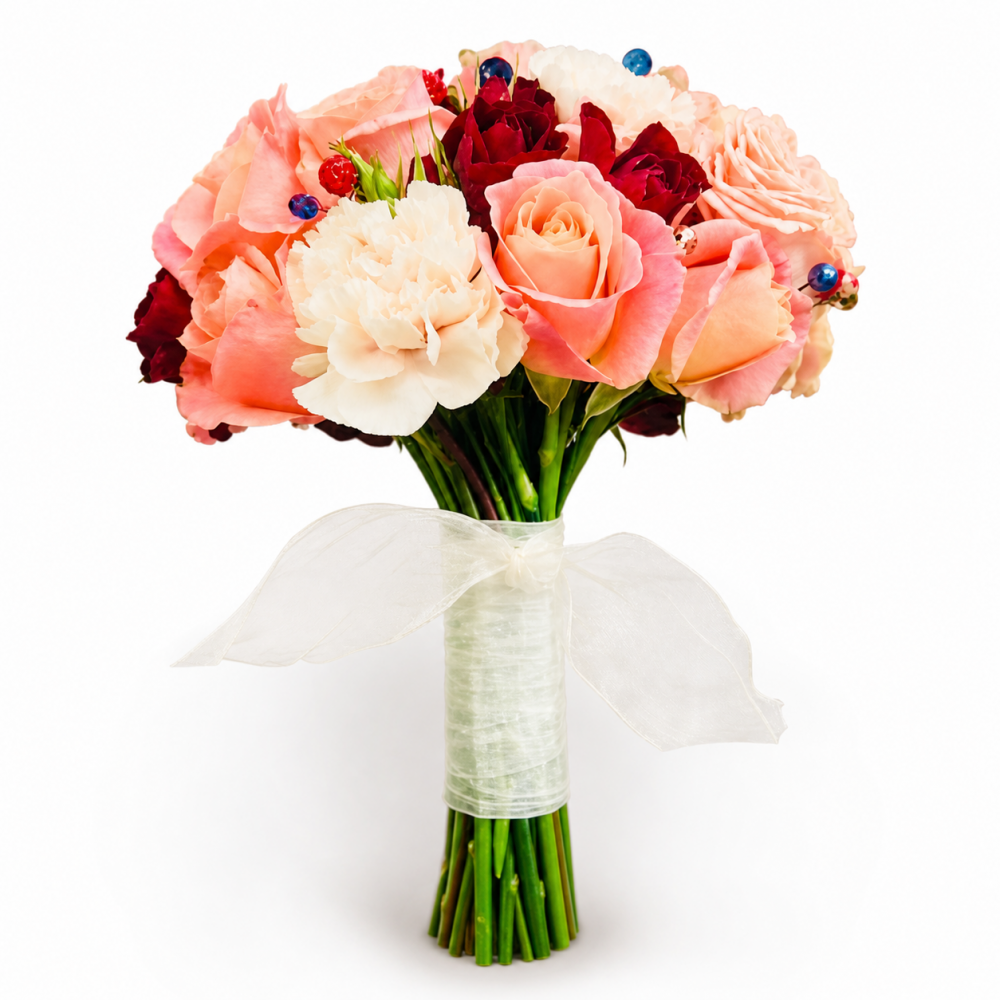 Peach & Burgundy Bridal Bouquet Product Image
