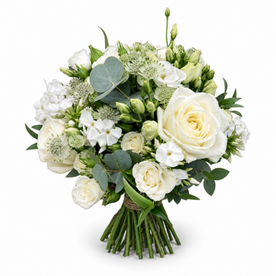 Ivory Rose & Eucalyptus Bouquet | Buttercups & Daisies Florist Birmingham - Ivory Rose & Eucalyptus, funeral tribute from our Birmingham florist.