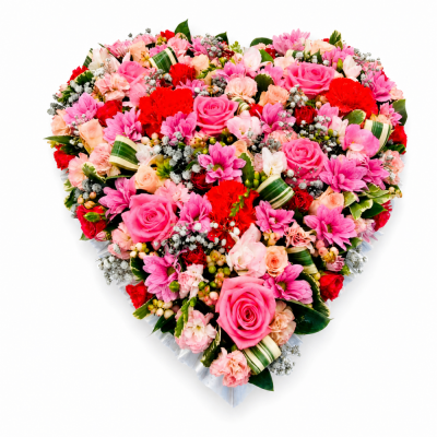 Vibrant Pink & Red Heart Tribute | Buttercups & Daisies Florist Birmingham - Vibrant Pink & Red Heart, funeral tribute from our Birmingham florist.