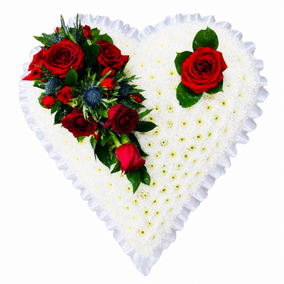 Red Rose & Thistle Heart Tribute | Buttercups & Daisies Florist Birmingham - Red rose and thistle heart funeral tribute made in Birmingham.