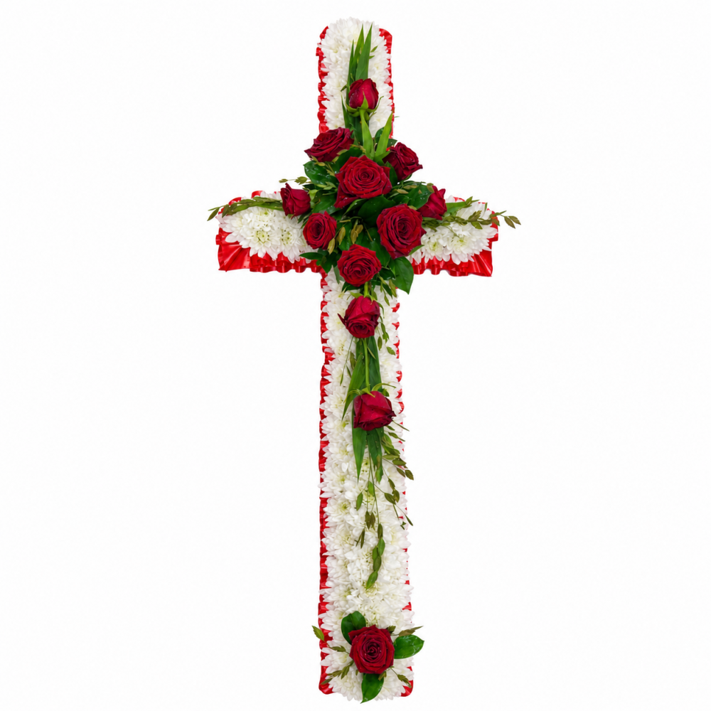 Red Rose Funeral Cross Product Image