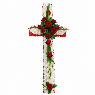 Red Rose Funeral Cross | Buttercups & Daisies Florist Birmingham - Red rose funeral cross tribute created by a Birmingham florist.