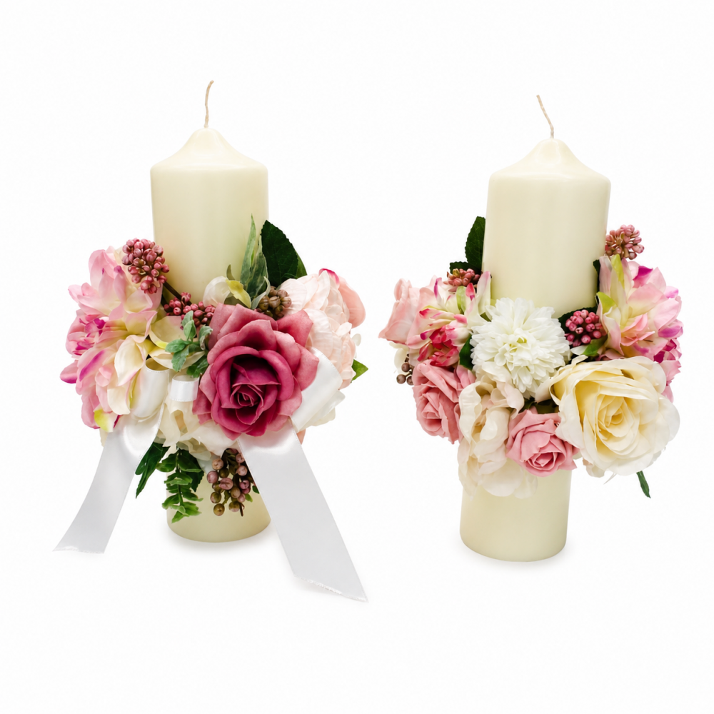Blush Wedding Memorial Candle Flowers Product Image