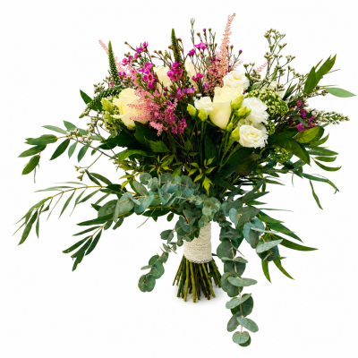 Ivory & Pink Wildflower Bridal Bouquet | Buttercups & Daisies Florist Birmingham - Ivory and pink wildflower bridal bouquet made in Birmingham.