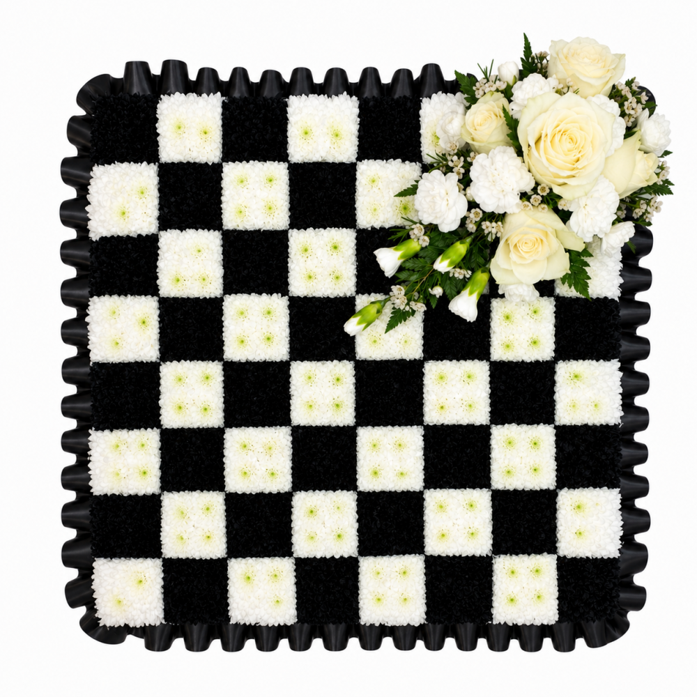 Black & White Checkerboard Funeral Pillow Product Image