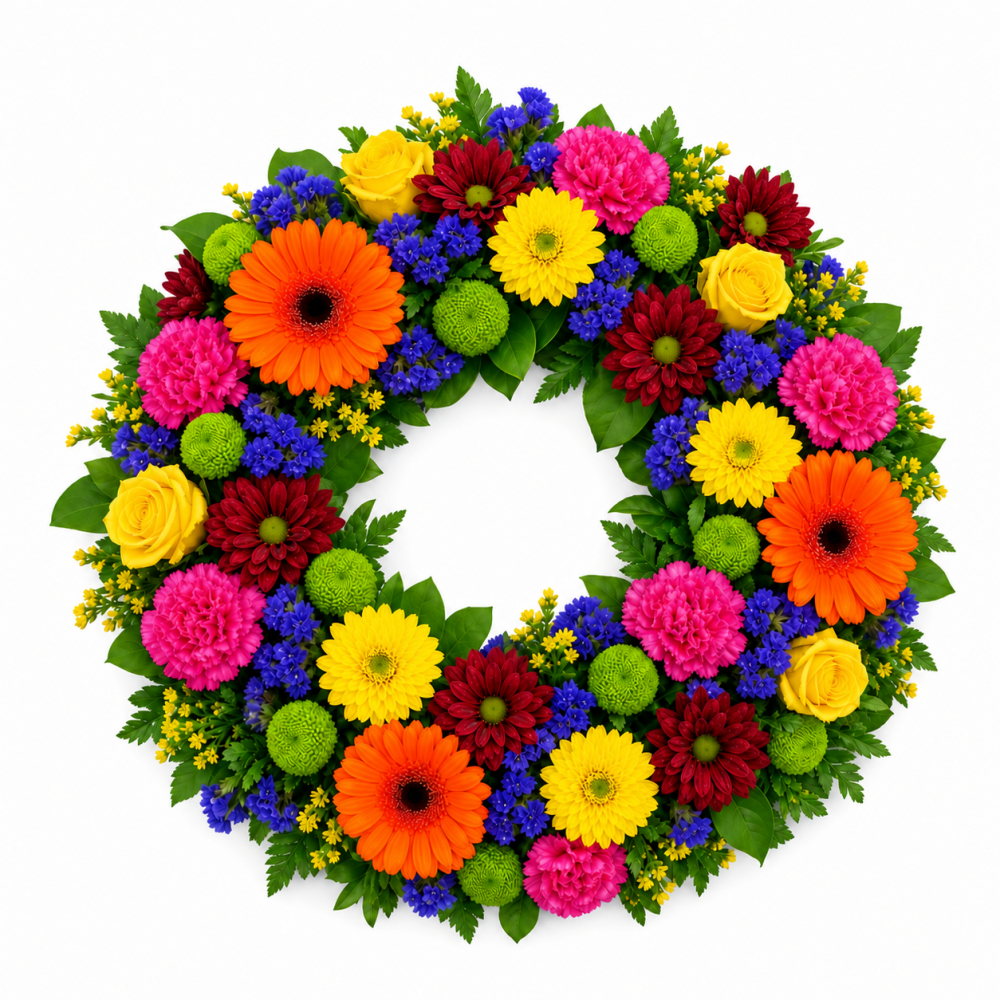 Vibrant Multicolour Funeral Wreath Product Image