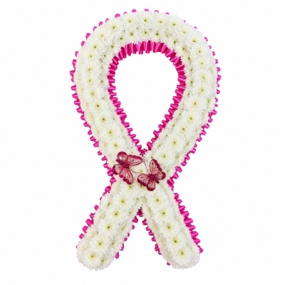 Pink cancer Awareness Ribbon Funeral Tribute | Buttercups & Daisies Florist Birmingham - Pink cancer awareness ribbon funeral tribute made in Birmingham.