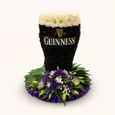 Guinness Pint Tribute | Buttercups & Daisies Florist Birmingham - Guinness Pint Tribute, handcrafted funeral flowers in Birmingham.