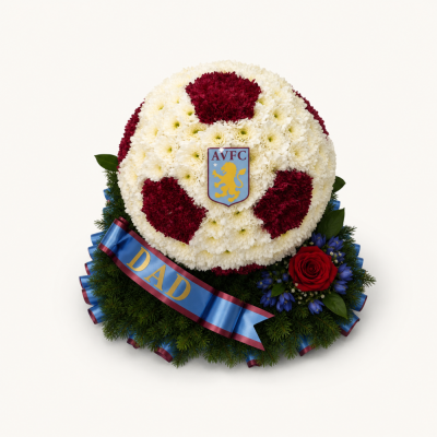 Aston Villa Football Dad Tribute | Buttercups & Daisies Florist Birmingham - Claret and blue Aston Villa football funeral tribute with optional