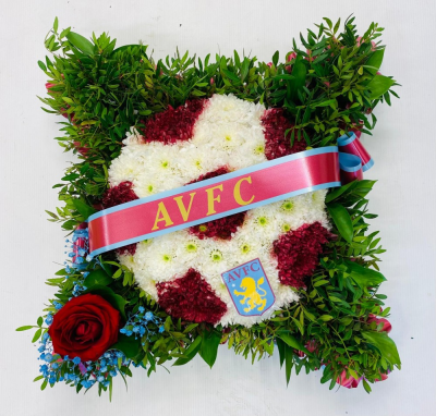 Aston Villa Crest | Buttercups & Daisies Florist Birmingham - Aston Villa crest funeral flower tribute made in Birmingham.