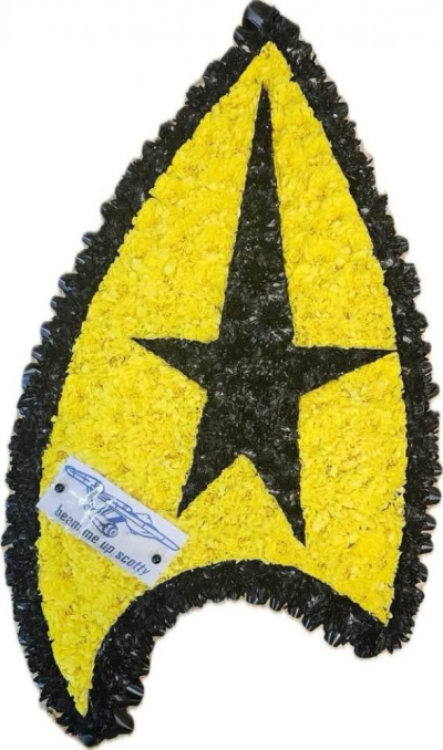 Star Trek Badge Tribute | Buttercups & Daisies Florist Birmingham - Star Trek funeral flower tribute made in Birmingham.